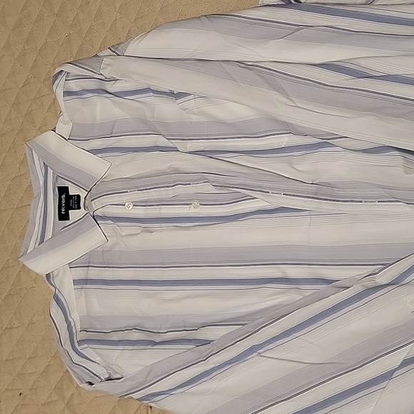 EUC Reverb Dress Shirt White Blue Stripes 3XL - Picture 1 of 2